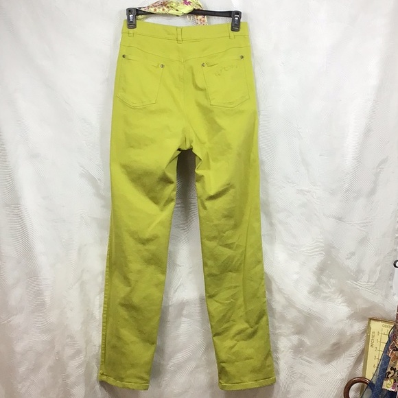 GEIGER Collections Jeans Chartreuse High Rise Straight Leg Zip Front - Picture 3 of 9